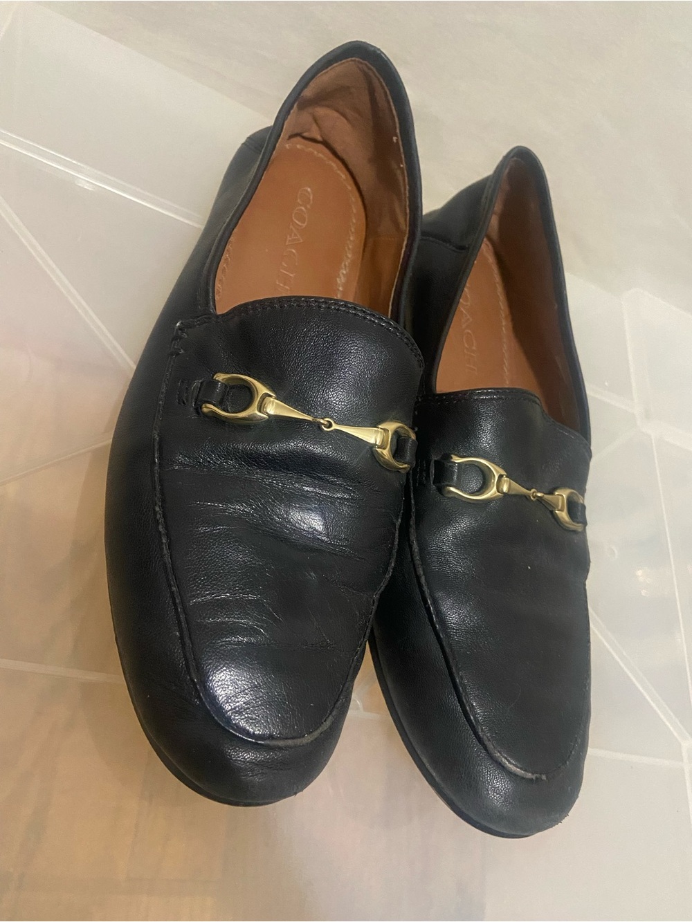 Coach Women 5.5 Black Haley Leather Loafers